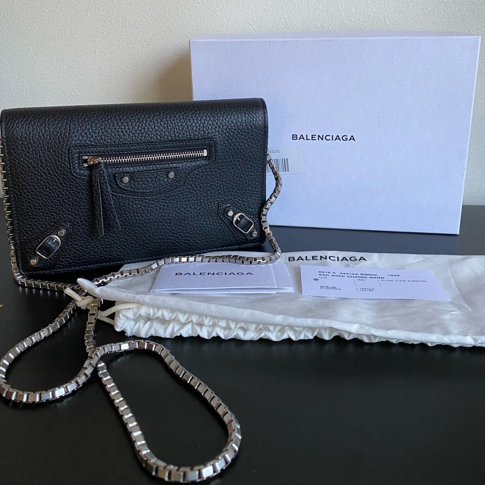 NWT Balenciaga City Classic Wallet on Chain WOC Black